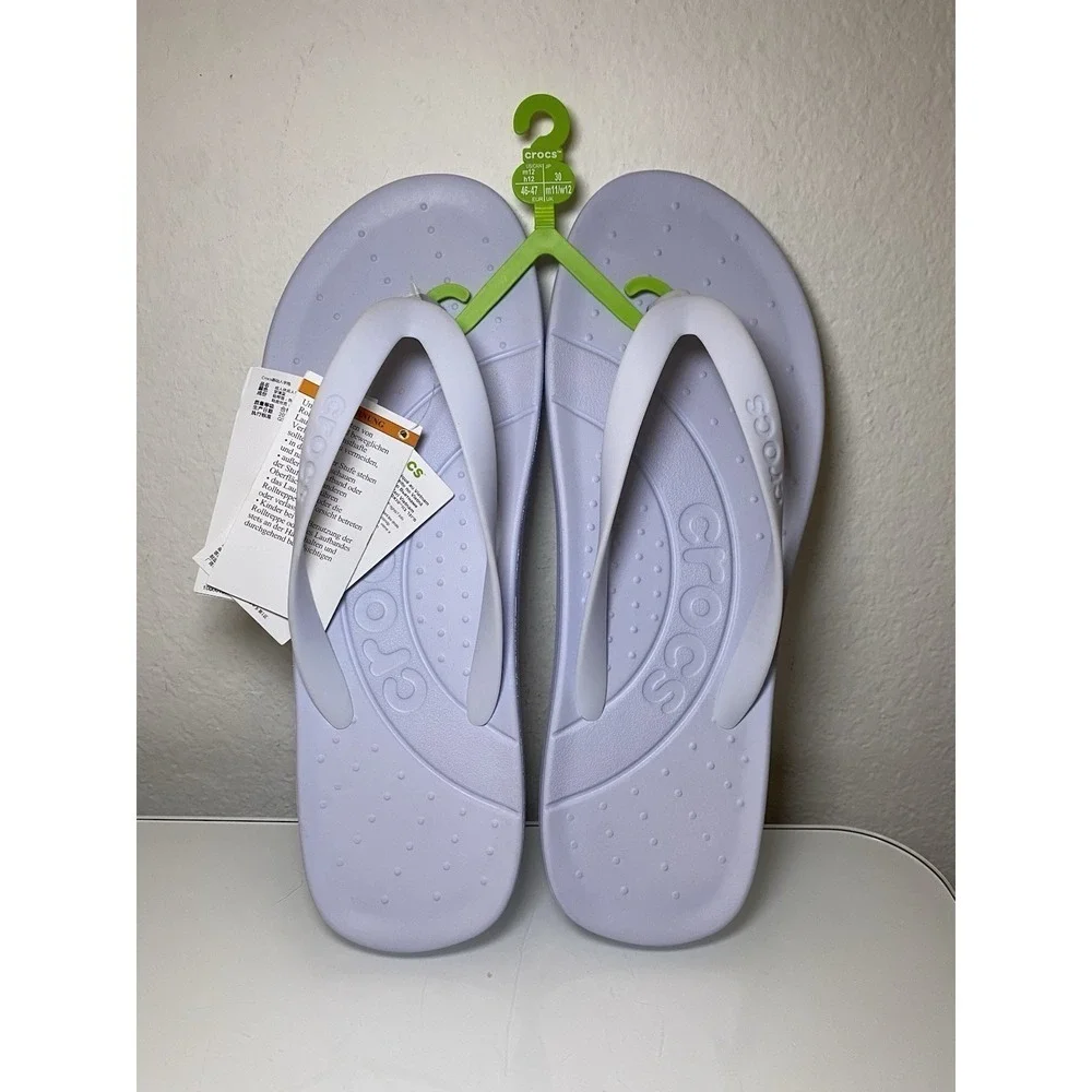 NEW Crocs Flip Flops Men's Size 12M Dreamscape Pale Blue/Purple Comfort Outdoor